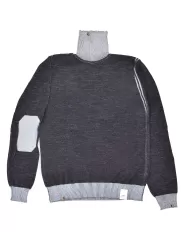 Dolcevita Uomo blu/grigio lana reversibile con ricamato ROCK |BOB Dolcevita Uomo blu/grigio lana reversibile con ricamato ROCK |BOB