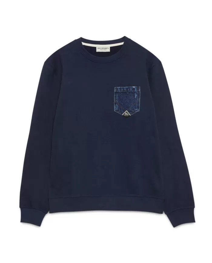 Felpa Uomo blu in cotone RRU90097CH53XXXX CREW NECK|ROY ROGER'S Felpa Uomo blu in cotone RRU90097CH53XXXX CREW NECK|ROY ROGER'S