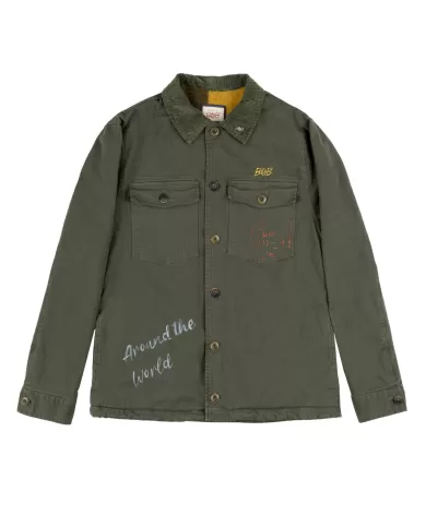 Giacca Uomo militare con colletto a costine in cotone CHARD 310|BOB Giacca Uomo militare con colletto a costine in cotone CHARD 310|BOB