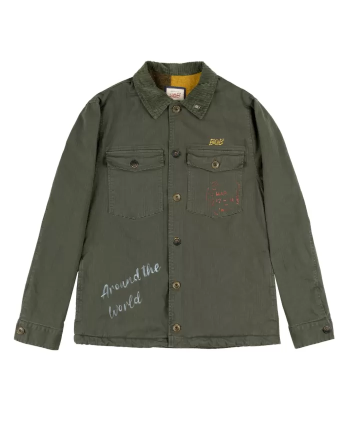 Giacca Uomo militare con colletto a costine in cotone CHARD 310|BOB Giacca Uomo militare con colletto a costine in cotone CHARD 310|BOB