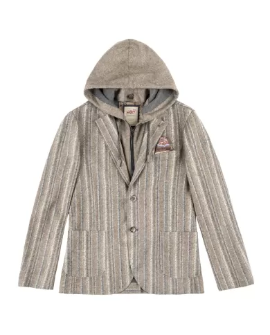 Giacca Uomo beige lana stile blazer con cappuccio LEWIS 375|BOB Giacca Uomo beige lana stile blazer con cappuccio LEWIS 375|BOB