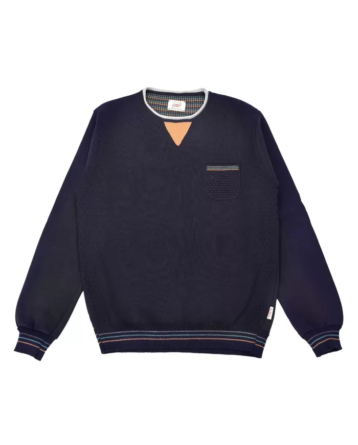 Maglia Uomo blu in lana con taschino KEITH |BOB Maglia Uomo blu in lana con taschino KEITH |BOB