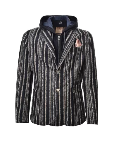 Giacca Uomo blu in lana stile blazer con cappuccio LEWIS 375 |BOB Giacca Uomo blu in lana stile blazer con cappuccio LEWIS 375 |BOB