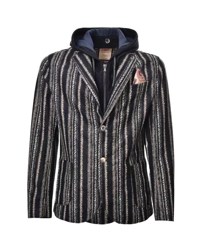 Giacca Uomo blu in lana stile blazer con cappuccio LEWIS 375 |BOB Giacca Uomo blu in lana stile blazer con cappuccio LEWIS 375 |BOB