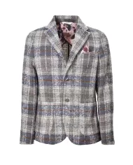 Giacca Uomo grigio/blu in lana con fantasia a quadri POCK 316|BOB
