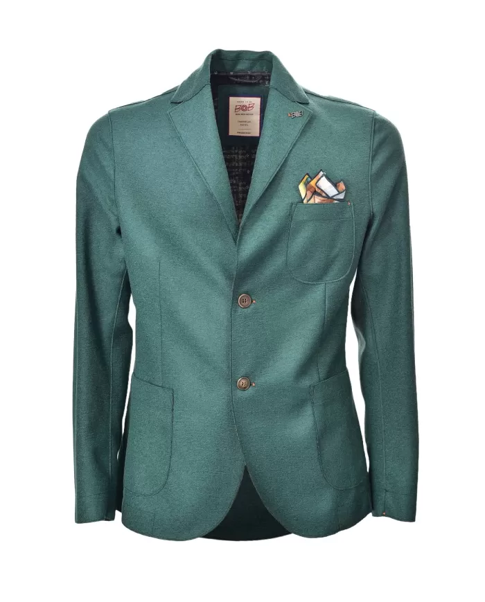 Giacca Uomo verde in lana regular stile blazer POLE 346|BOB Giacca Uomo verde in lana regular stile blazer POLE 346|BOB