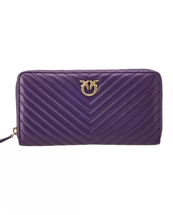 portafoglio zip-around viola da donna con pattern chevron | PINKO portafoglio zip-around viola da donna con pattern chevron | PINKO