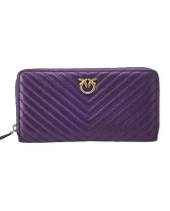 portafoglio zip-around viola da donna con pattern chevron | PINKO