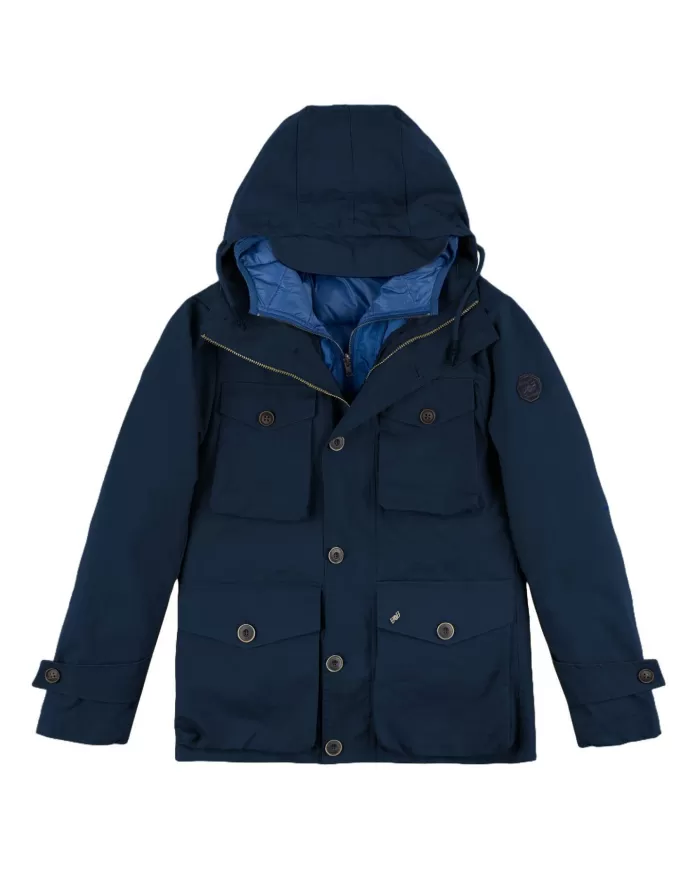 Parka Uomo blu in cotone regular con fodera trapuntata BREST |BOB Parka Uomo blu in cotone regular con fodera trapuntata BREST |BOB