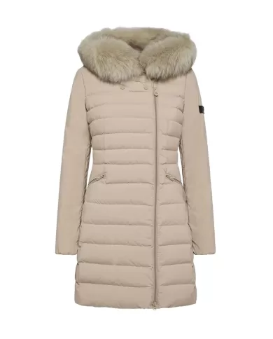 Piumino Donna beige con eco-pelliccia PED365701190986 SERIOLA|PEUTEREY