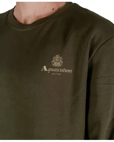 Felpa Uomo verde militare in cotone A004_SW001|AQUASCUTUM Felpa Uomo verde militare in cotone A004_SW001|AQUASCUTUM