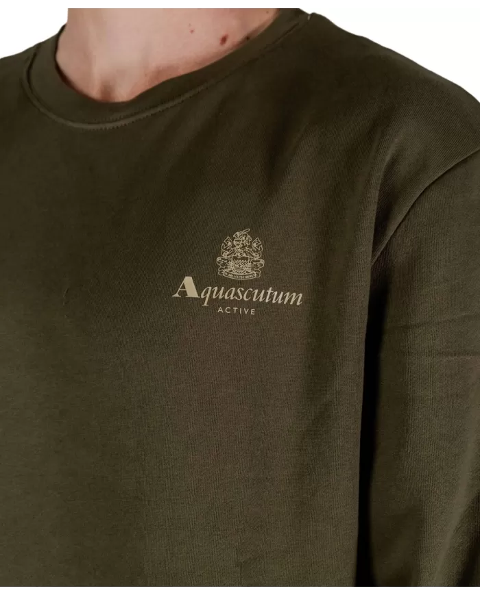Felpa Uomo verde militare in cotone A004_SW001|AQUASCUTUM Felpa Uomo verde militare in cotone A004_SW001|AQUASCUTUM