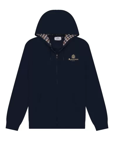 Felpa Uomo blu in cotone con cappuccio A004_SW012|AQUASCUTUM Felpa Uomo blu in cotone con cappuccio A004_SW012|AQUASCUTUM