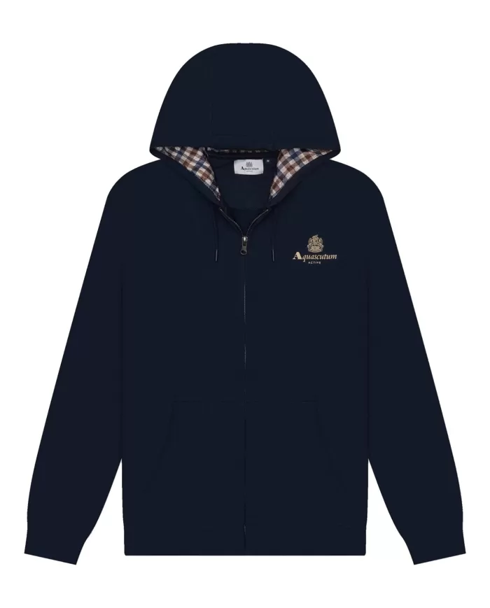 Felpa Uomo blu in cotone con cappuccio A004_SW012|AQUASCUTUM Felpa Uomo blu in cotone con cappuccio A004_SW012|AQUASCUTUM