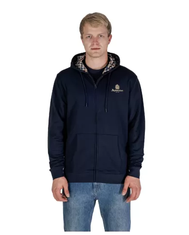 Felpa Uomo blu in cotone con cappuccio A004_SW012|AQUASCUTUM Felpa Uomo blu in cotone con cappuccio A004_SW012|AQUASCUTUM
