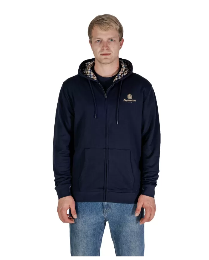 Felpa Uomo blu in cotone con cappuccio A004_SW012|AQUASCUTUM Felpa Uomo blu in cotone con cappuccio A004_SW012|AQUASCUTUM