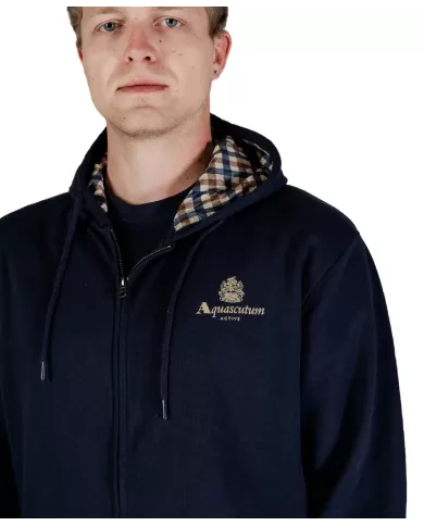 Felpa Uomo blu in cotone con cappuccio A004_SW012|AQUASCUTUM Felpa Uomo blu in cotone con cappuccio A004_SW012|AQUASCUTUM