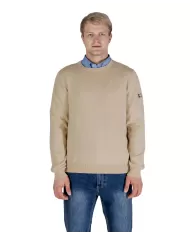 AQUASCUTUM Maglia Uomo A004_WO002 A-EP lana regular con patch active applicata 03 BEIGE