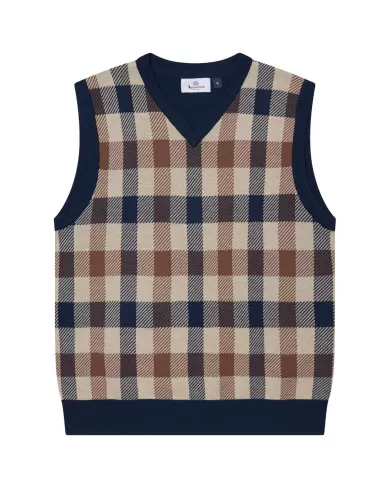 Gilet Uomo blu a quadri in lana A004_WO004|AQUASCUTUM Gilet Uomo blu a quadri in lana A004_WO004|AQUASCUTUM