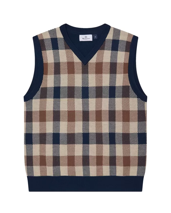 Gilet Uomo blu a quadri in lana A004_WO004|AQUASCUTUM Gilet Uomo blu a quadri in lana A004_WO004|AQUASCUTUM