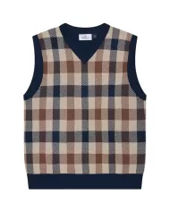 Gilet Uomo blu a quadri in lana A004_WO004|AQUASCUTUM