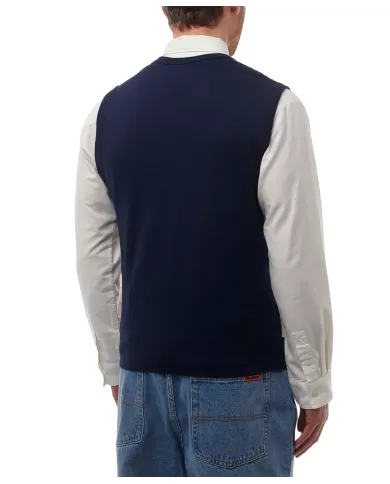Gilet Uomo blu a quadri in lana A004_WO004|AQUASCUTUM Gilet Uomo blu a quadri in lana A004_WO004|AQUASCUTUM