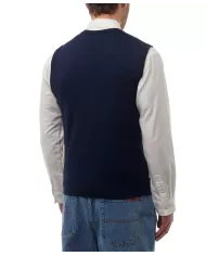 Gilet Uomo blu a quadri in lana A004_WO004|AQUASCUTUM
