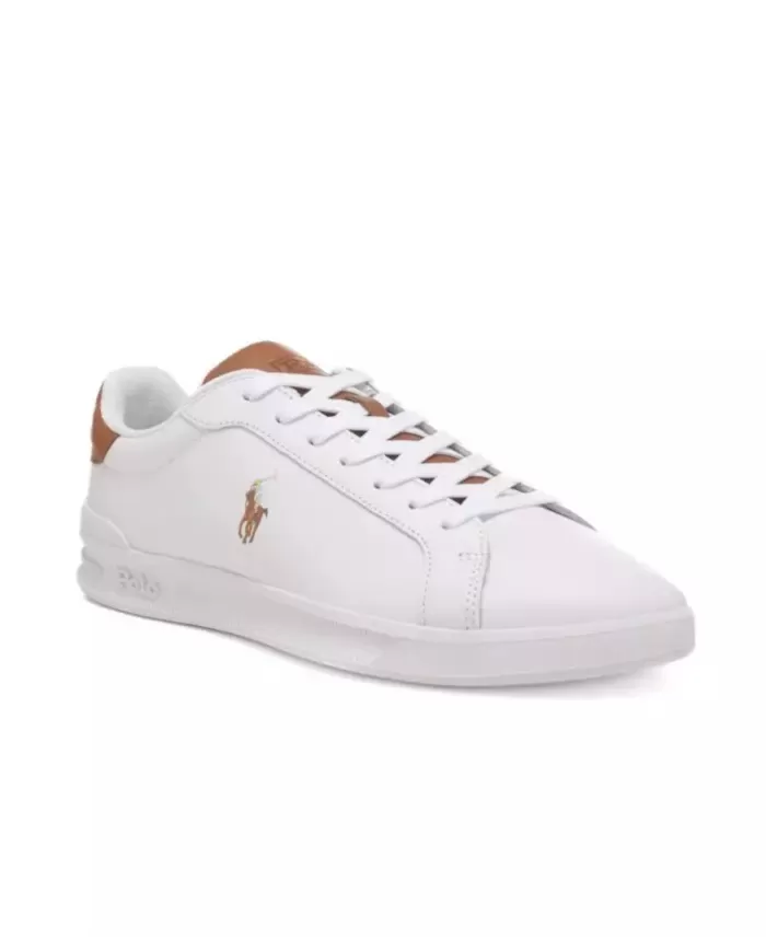 RALPH LAUREN Sneaker Uomo 809877598 P-EP pelle con talloncino e linguetta logati in contrasto 001 WHITE/TAN RALPH LAUREN Sneaker Uomo 809877598 P-EP pelle con talloncino e linguetta logati in contrasto 001 WHITE/TAN