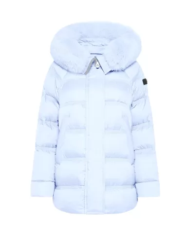 PEUTEREY Piumino donna PED511001181903 TAKAN A-EP eco-friendly con cappuccio in pelliccia di volpe 181 CELESTIALE