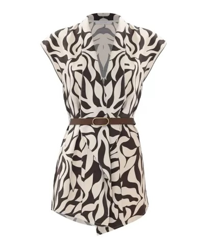 Blusa Donna marrone/panna a fantasia P25PBL5895ABFA0000 ELIONOR|KOKKA Blusa Donna marrone/panna a fantasia P25PBL5895ABFA0000 ELIONOR|KOKKA