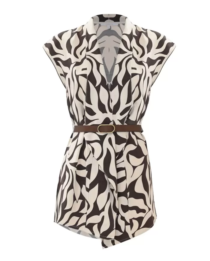 Blusa Donna marrone/panna a fantasia P25PBL5895ABFA0000 ELIONOR|KOKKA Blusa Donna marrone/panna a fantasia P25PBL5895ABFA0000 ELIONOR|KOKKA
