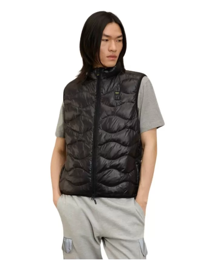 Smanicato Uomo nero ad ondina 25SBLUX02230 005958|BLAUER Smanicato Uomo nero ad ondina 25SBLUX02230 005958|BLAUER
