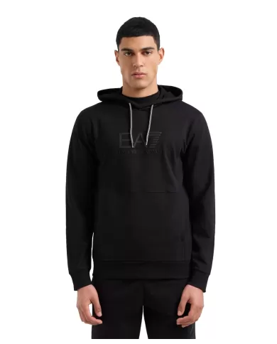 Felpa Uomo nera in cotone con tasca a canguro 7M000230 AF13512|EA7 Felpa Uomo nera in cotone con tasca a canguro 7M000230 AF13512|EA7