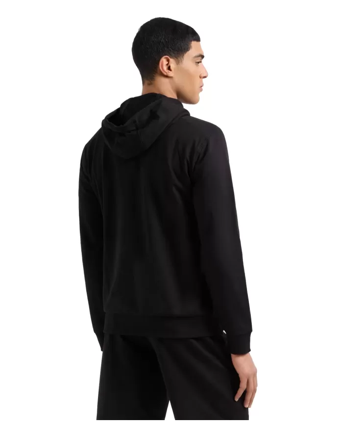Felpa Uomo nera in cotone con tasca a canguro 7M000230 AF13512|EA7 Felpa Uomo nera in cotone con tasca a canguro 7M000230 AF13512|EA7