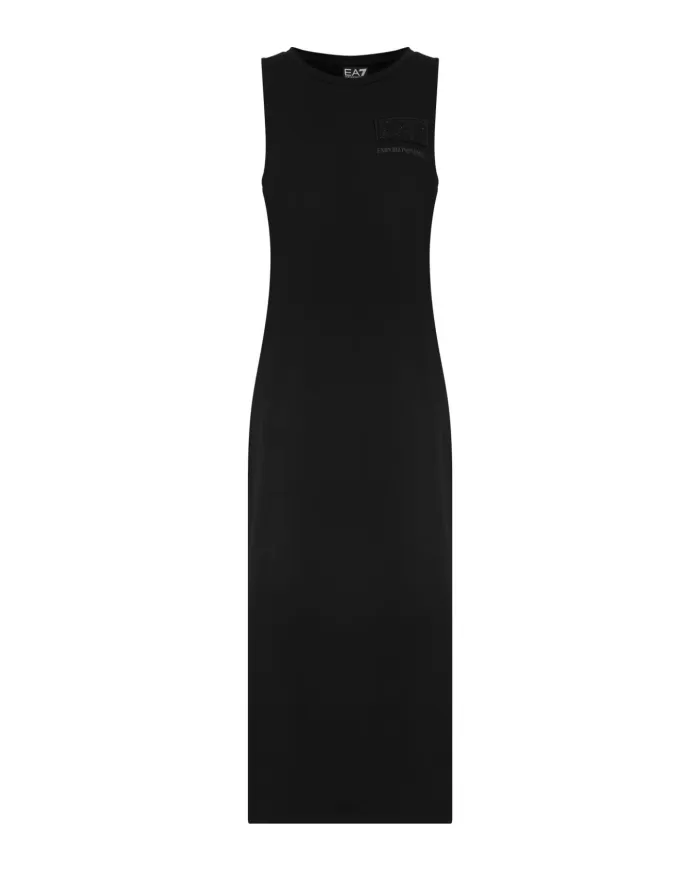 Abito Donna nero lungo in cotone 7W000180 AF12484|EA7 Abito Donna nero lungo in cotone 7W000180 AF12484|EA7