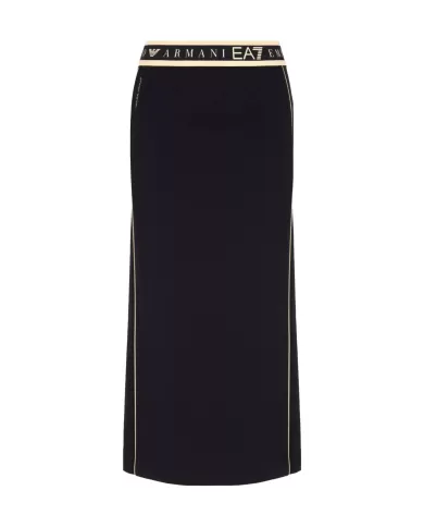 Gonna Donna nera in cotone lunga con spacchi 7W000279 AF12501|EA7 Gonna Donna nera in cotone lunga con spacchi 7W000279 AF12501|EA7