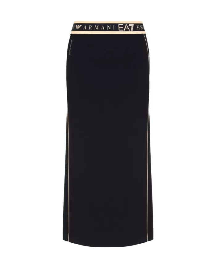 Gonna Donna nera in cotone lunga con spacchi 7W000279 AF12501|EA7 Gonna Donna nera in cotone lunga con spacchi 7W000279 AF12501|EA7