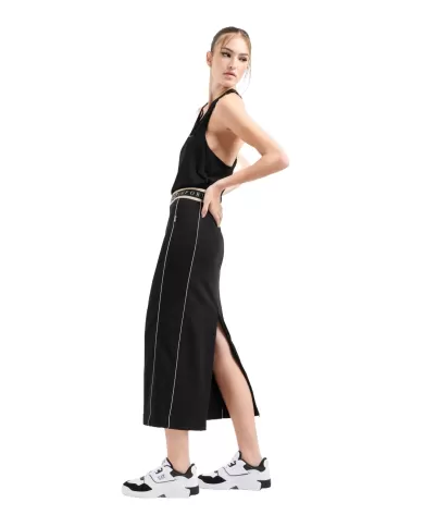 Gonna Donna nera in cotone lunga con spacchi 7W000279 AF12501|EA7 Gonna Donna nera in cotone lunga con spacchi 7W000279 AF12501|EA7