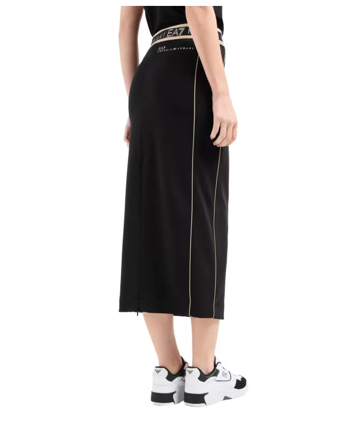 Gonna Donna nera in cotone lunga con spacchi 7W000279 AF12501|EA7 Gonna Donna nera in cotone lunga con spacchi 7W000279 AF12501|EA7