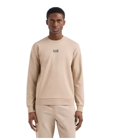 Felpa Uomo beige in cotone 8NPM30 PJVRZ|EA7