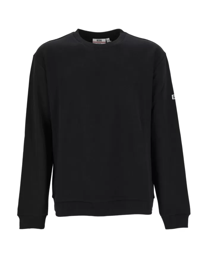 Felpa Uomo nera in cotone A2EU1500UW0|GCDS Essential Felpa Uomo nera in cotone A2EU1500UW0|GCDS Essential
