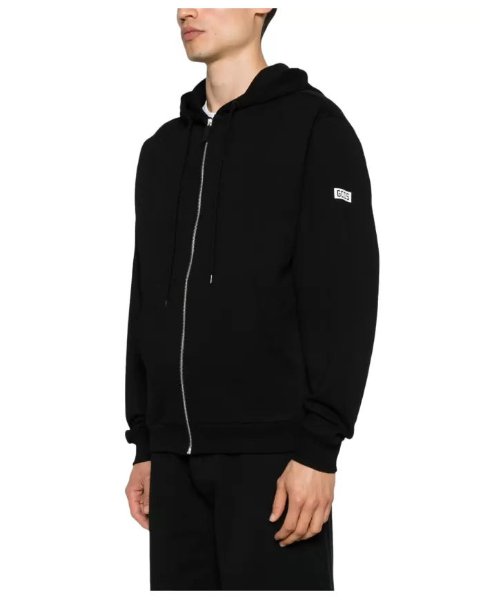 Felpa Uomo nera in cotone con zip B1EM2000UW0 | GCDS Essential Felpa Uomo nera in cotone con zip B1EM2000UW0 | GCDS Essential