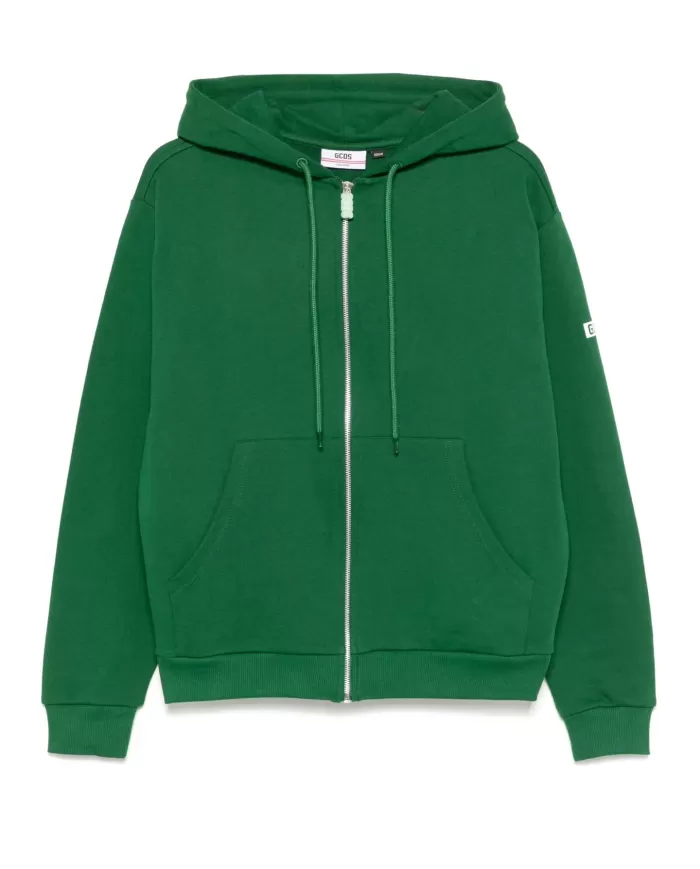 Felpa Uomo verde in cotone con zip B1EM2000UW0 |GCDS Essential Felpa Uomo verde in cotone con zip B1EM2000UW0 |GCDS Essential