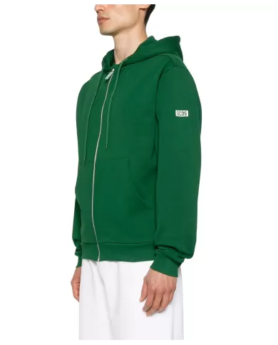 Felpa Uomo verde in cotone con zip B1EM2000UW0 |GCDS Essential