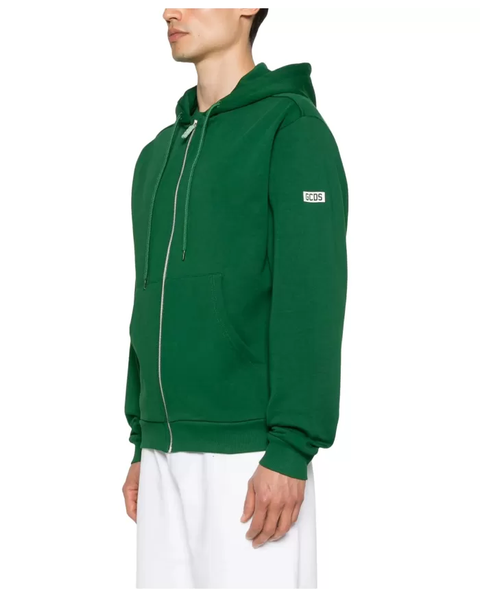 Felpa Uomo verde in cotone con zip B1EM2000UW0 |GCDS Essential Felpa Uomo verde in cotone con zip B1EM2000UW0 |GCDS Essential