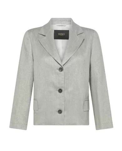 Giacca Donna argento lurex stile blazer GI0891 70 320068|SEVENTY 19.70 Giacca Donna argento lurex stile blazer GI0891 70 320068|SEVENTY 19.70