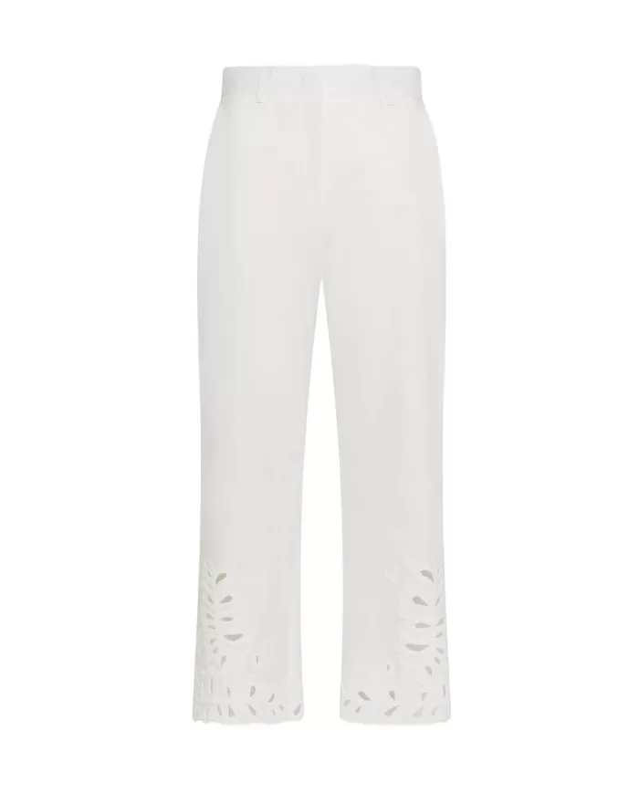 Pantaloni Donna bianco ricamo sul fondo PT1334 50 780083|SEVENTY 19.70 Pantaloni Donna bianco ricamo sul fondo PT1334 50 780083|SEVENTY 19.70