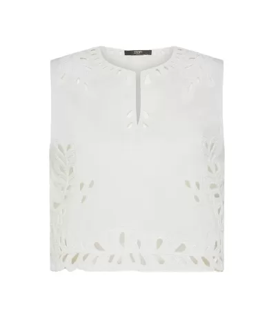 Top Donna bianca con ricamo su fondo TO0185 50 780083|SEVENTY 19.70 Top Donna bianca con ricamo su fondo TO0185 50 780083|SEVENTY 19.70