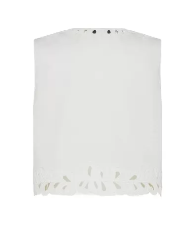 Top Donna bianca con ricamo su fondo TO0185 50 780083|SEVENTY 19.70 Top Donna bianca con ricamo su fondo TO0185 50 780083|SEVENTY 19.70