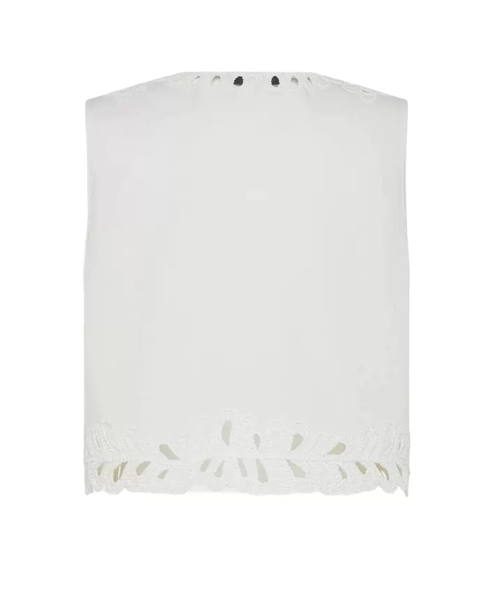 Top Donna bianca con ricamo su fondo TO0185 50 780083|SEVENTY 19.70 Top Donna bianca con ricamo su fondo TO0185 50 780083|SEVENTY 19.70